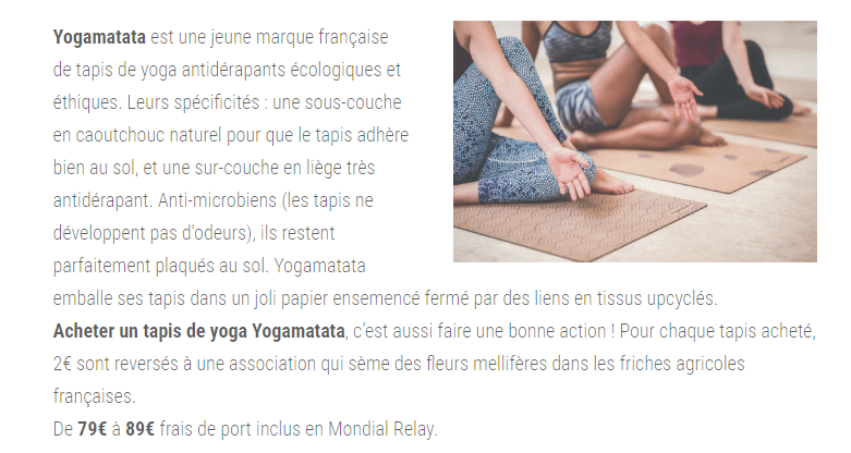 Article sur les tapis Yogamatata